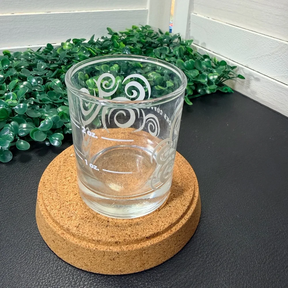 Rare Vintage Starbucks Clear Glass Shot Cup with White Swirl Logo